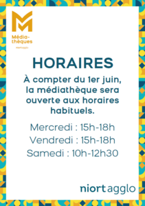 Horaire Médiathèque à compter du 1er juin